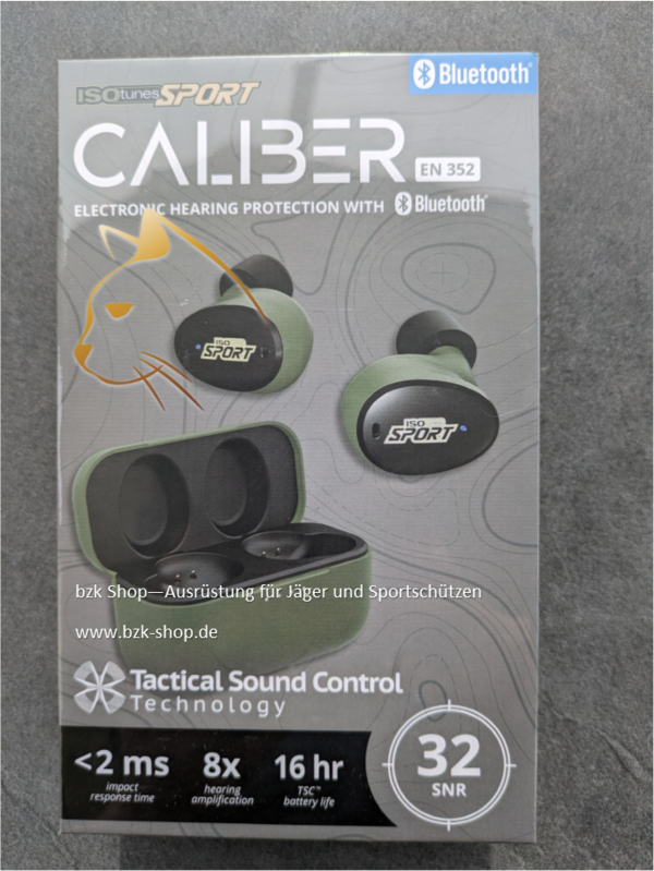 ISOTUNES Caliber Grün - Bluetooth-Ohrhörer für Schützen. Kleines Gerät – starke Leistung!